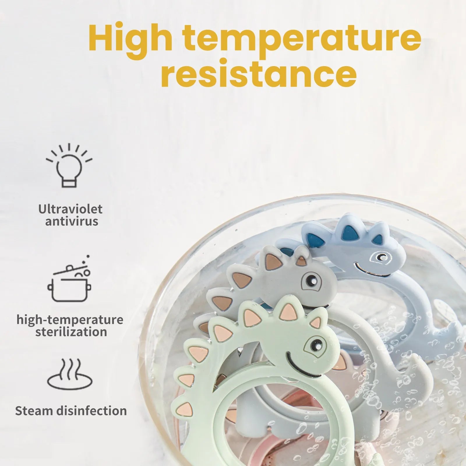 Dinosaur Silicone Wood Ring Teether