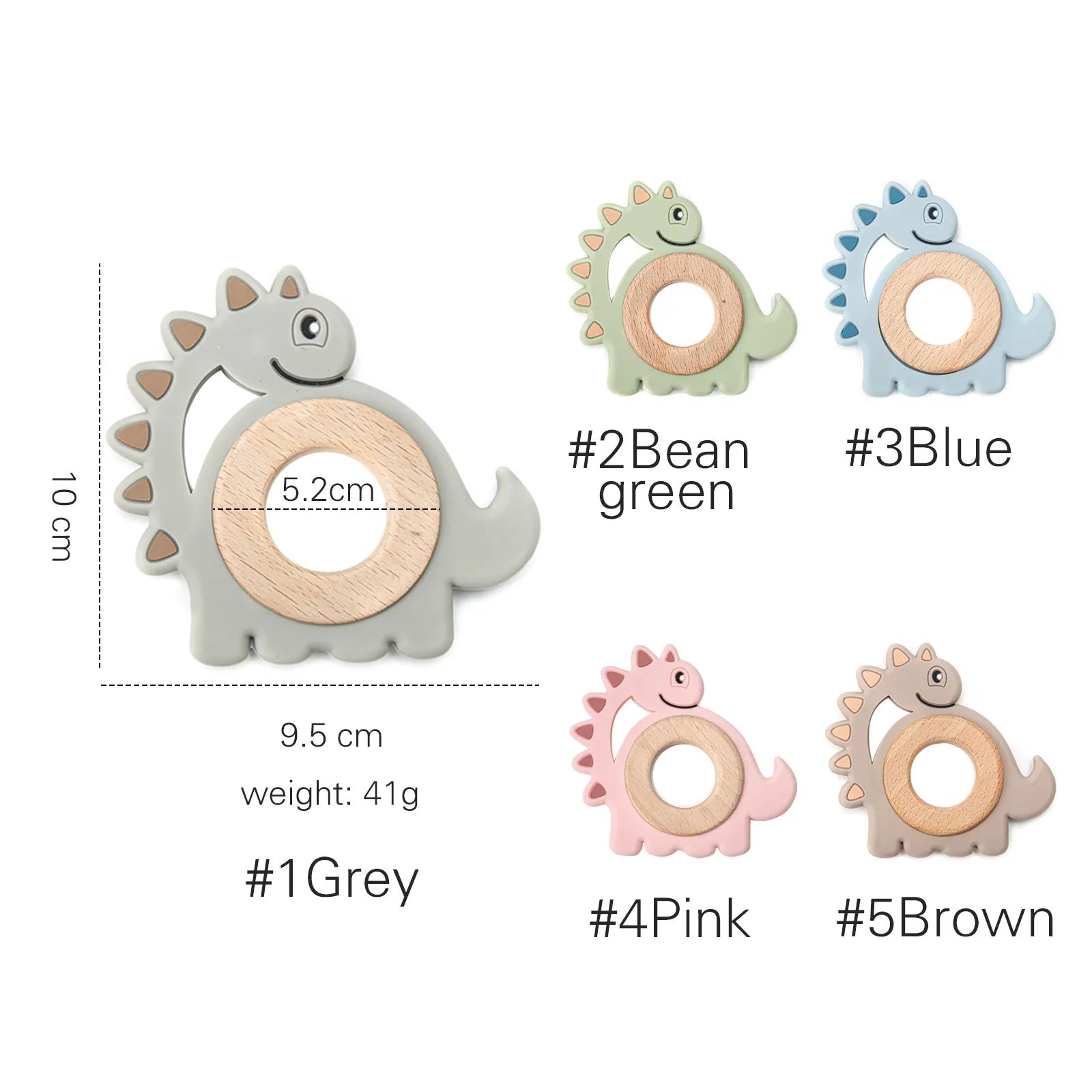 Dinosaur Silicone Wood Ring Teether