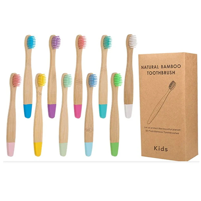 New Organic Children's Bamboo Toothbrush, Soft Fibre Bristles Biodegradable Handle Eco Friendly