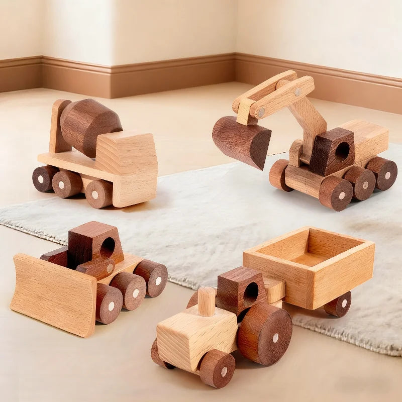 Wooden construction push toys