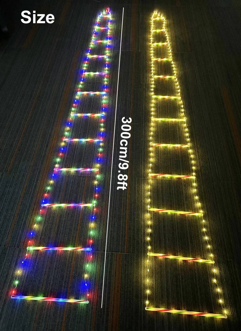 LED Christmas Ladder Lights with Santa Claus Doll String Light USB Indoor Outdoor Home Garden Christmas Decor