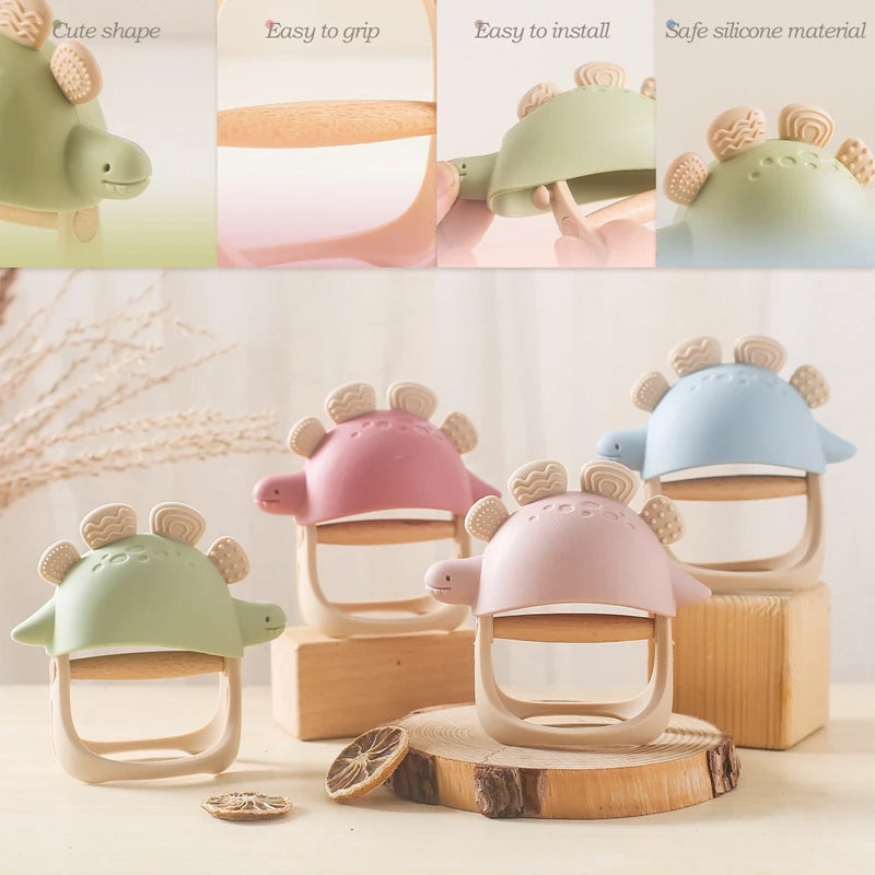Dinosaur Cute/Fun Baby Teether Silicone BPA Free Food Grade.