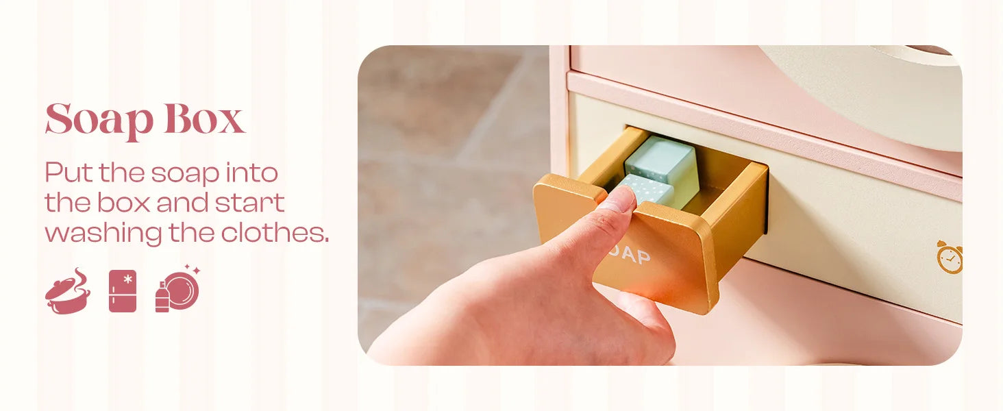 Kids Corner Kitchen Playset Wooden Play Kitchen Set with Realistic Sound Pretend Play Gift for Boys Girls Pink