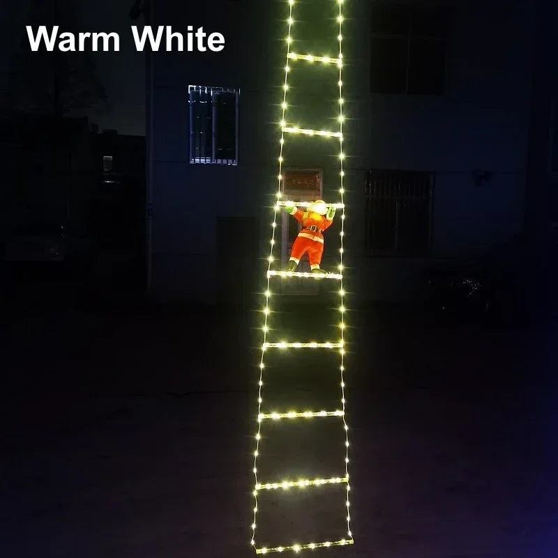 LED Christmas Ladder Lights with Santa Claus Doll String Light USB Indoor Outdoor Home Garden Christmas Decor