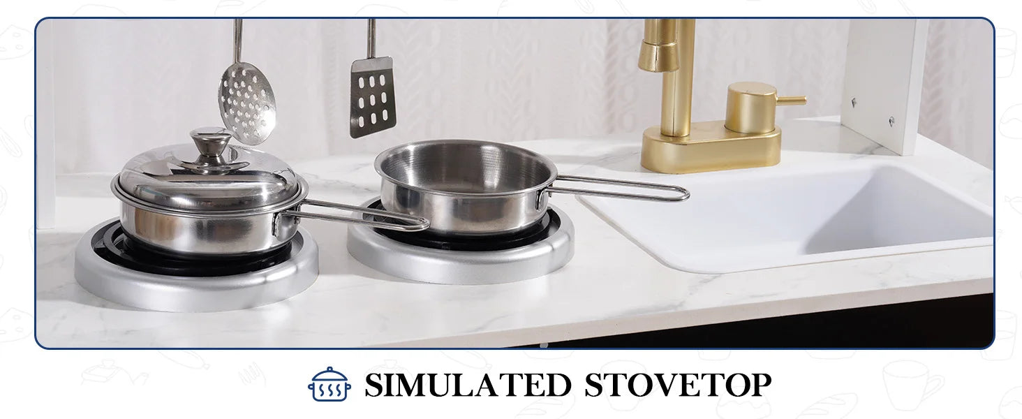 Exquisite Wooden Play Kitchen with Coffee Machine & All Utensils