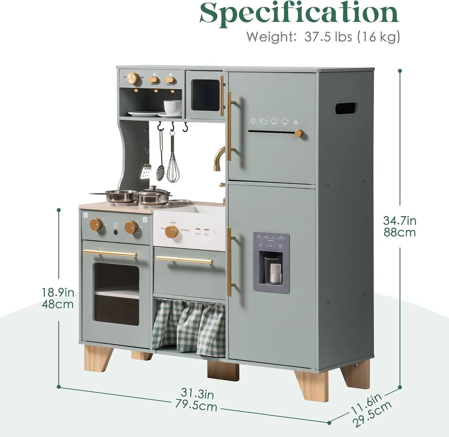 Deluxe Wooden Play Kitchen With Utensils (Now Pre order Only) check description.