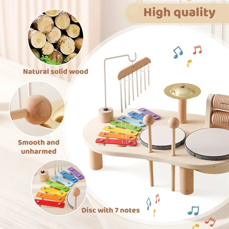 Wooden Musical Activity Table – Multi-Instrument Sensory Play