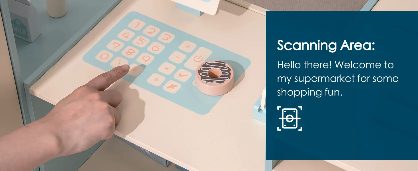 Robotime Robud Kids Grocery Store Pretend Play Supermarket with Checkout Counter Vending Machine Pretend Playset for Boys Girls