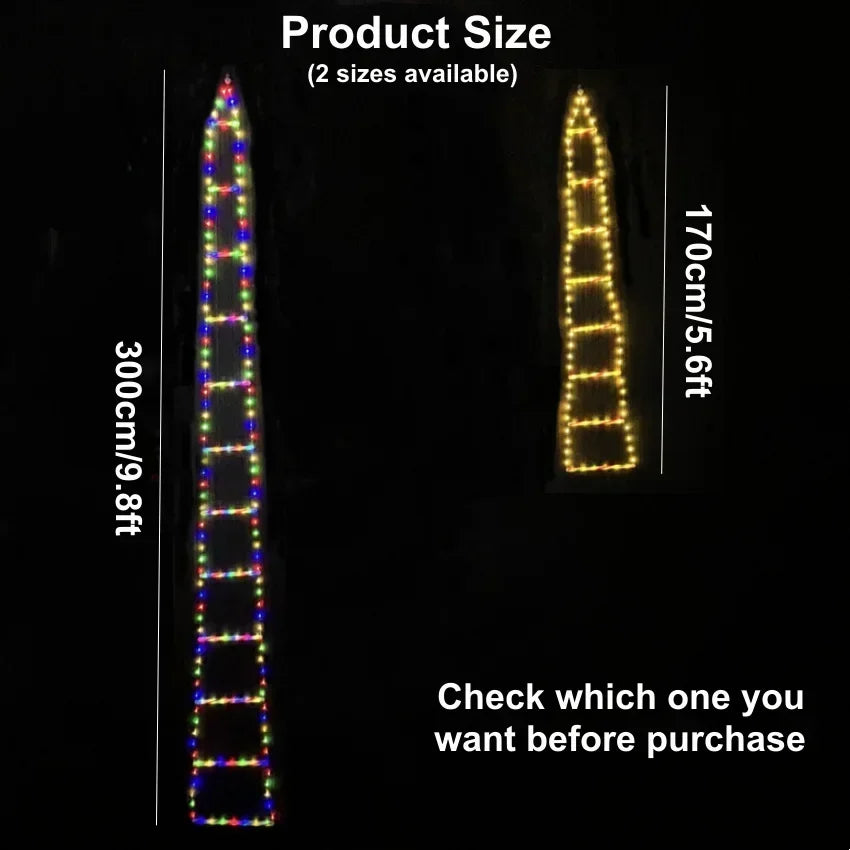 LED Christmas Ladder Lights with Santa Claus Doll String Light USB Indoor Outdoor Home Garden Christmas Decor