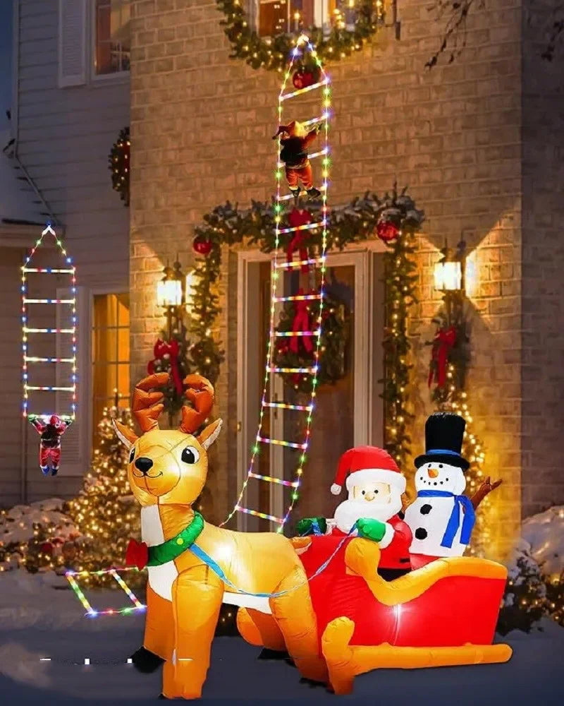 LED Christmas Ladder Lights with Santa Claus Doll String Light USB Indoor Outdoor Home Garden Christmas Decor