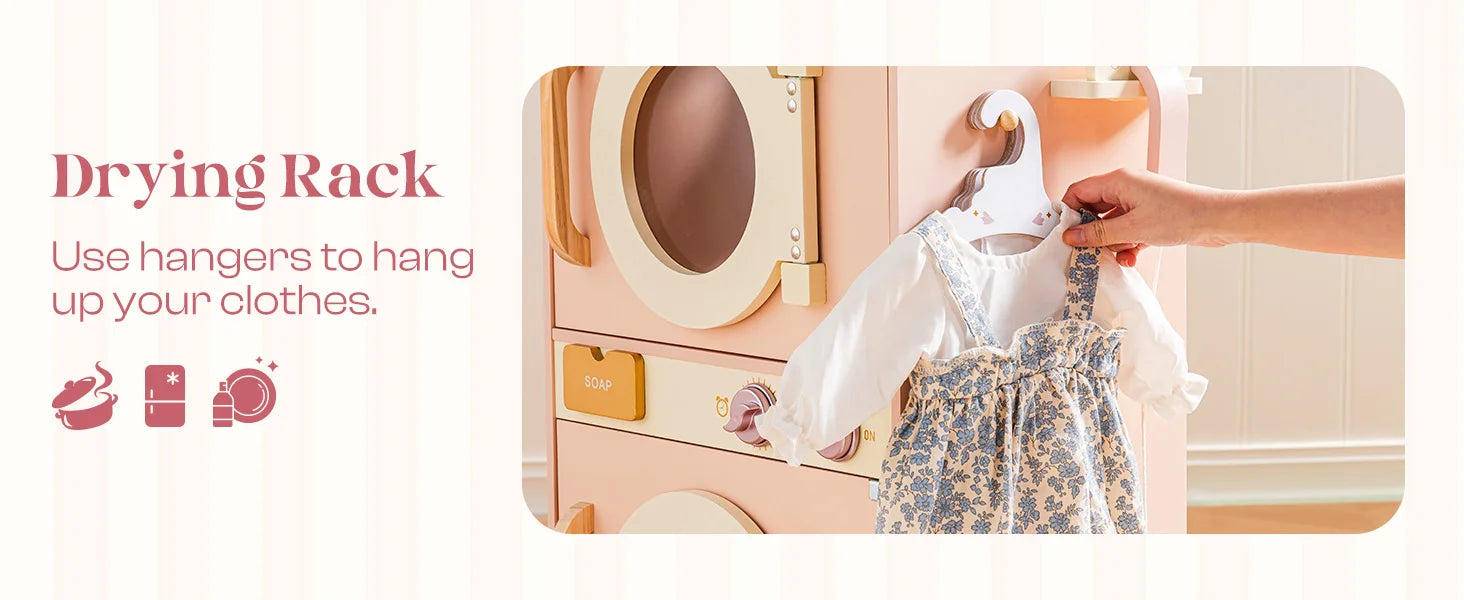 Kids Corner Kitchen Playset Wooden Play Kitchen Set with Realistic Sound Pretend Play Gift for Boys Girls Pink