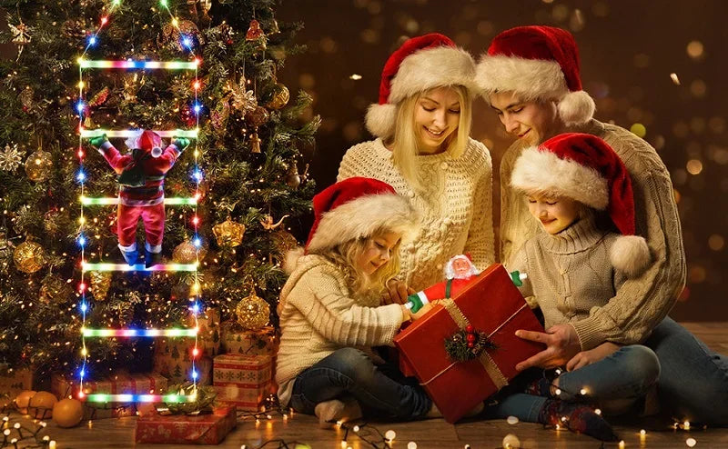 LED Christmas Ladder Lights with Santa Claus Doll String Light USB Indoor Outdoor Home Garden Christmas Decor