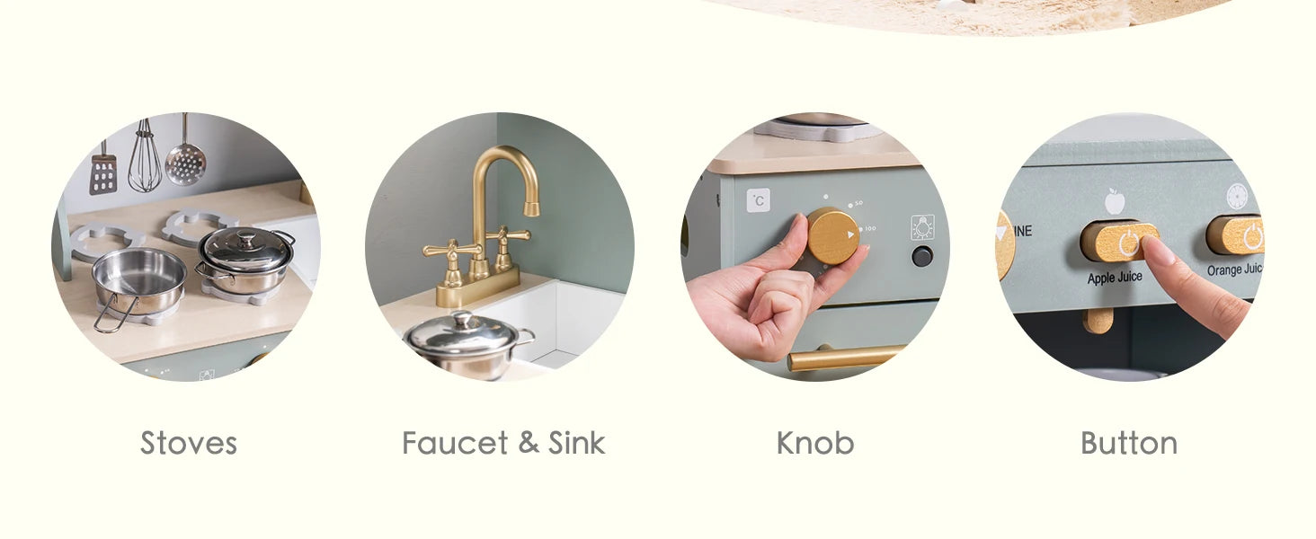 Deluxe Wooden Play Kitchen With Utensils (Now Pre order Only) check description.