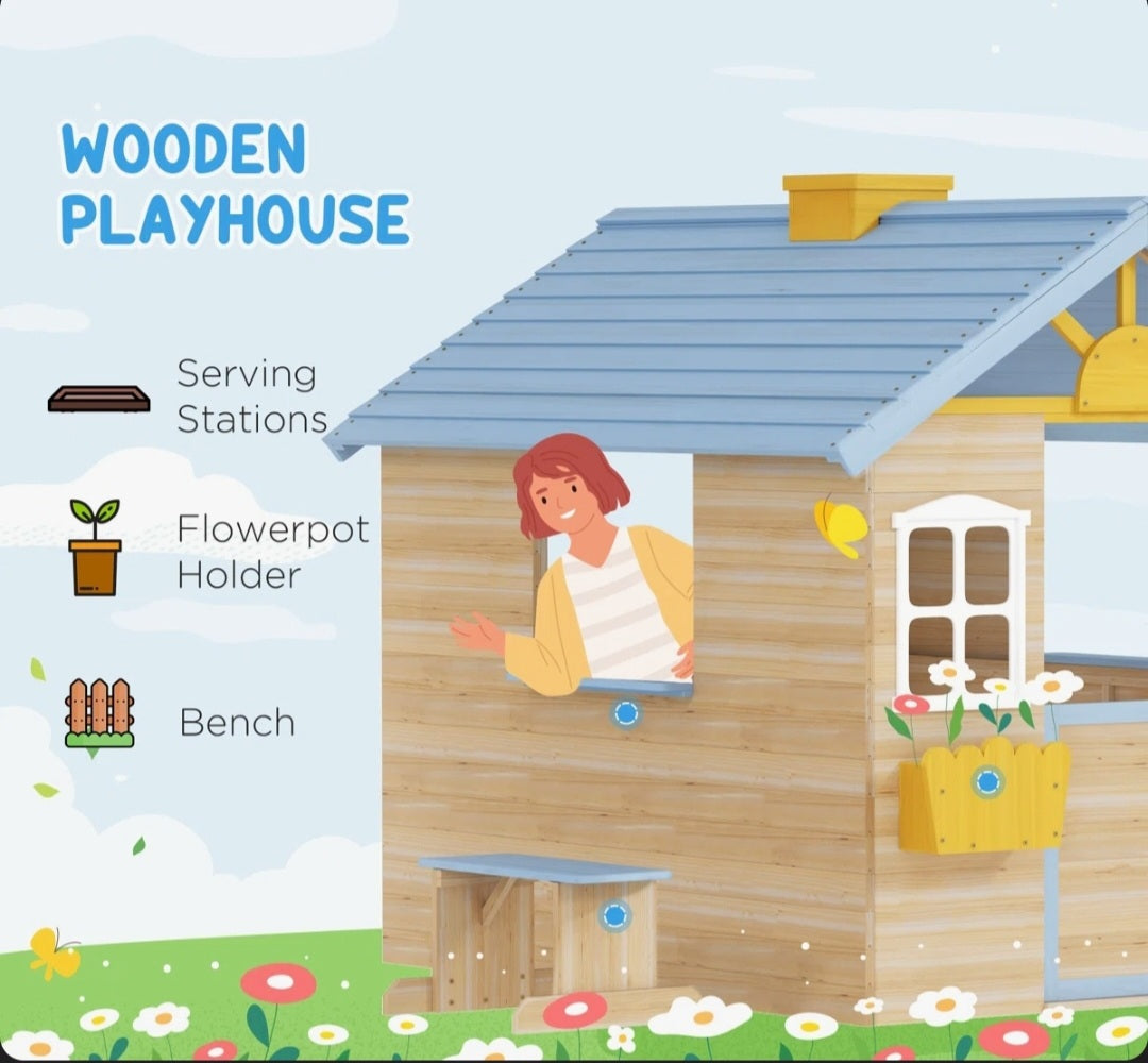 Kids Wooden outdoor playhouse.