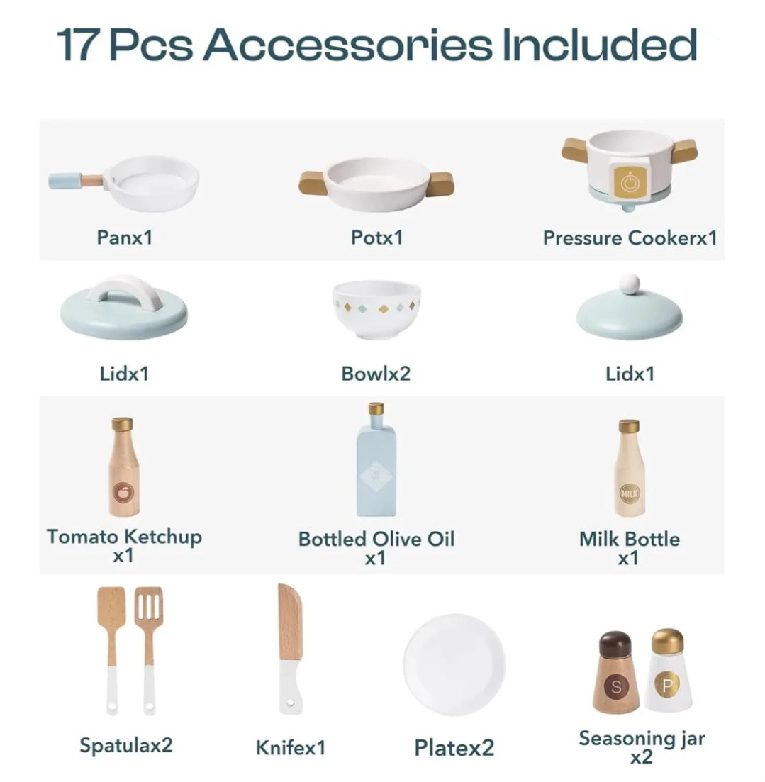 Wooden Kids Play Kitchen Set