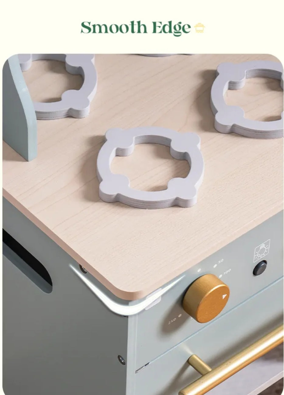 Deluxe Wooden Play Kitchen With Utensils