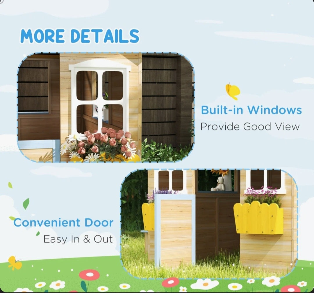 Kids Wooden outdoor playhouse.