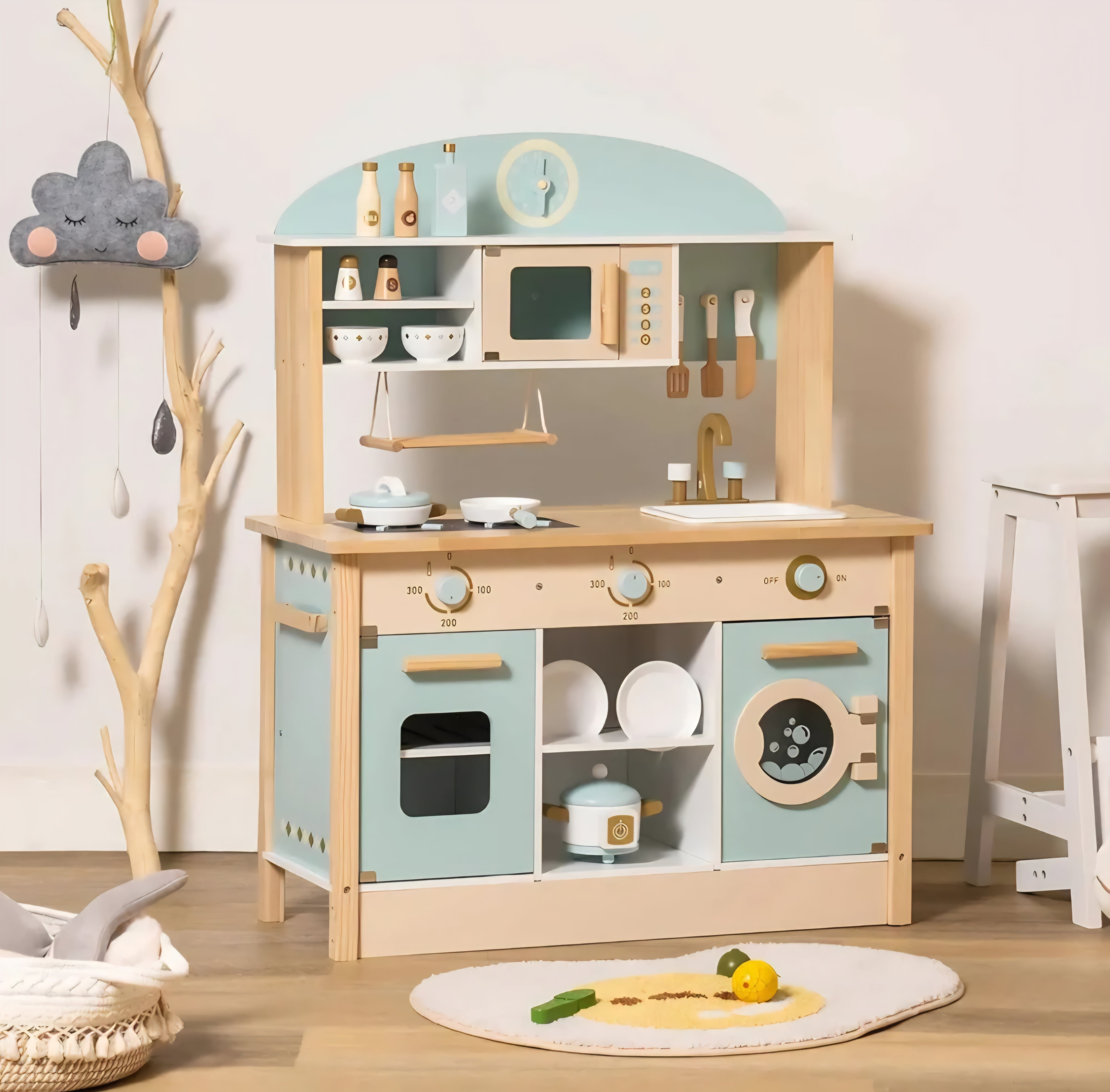 Wooden Kids Play Kitchen Set
