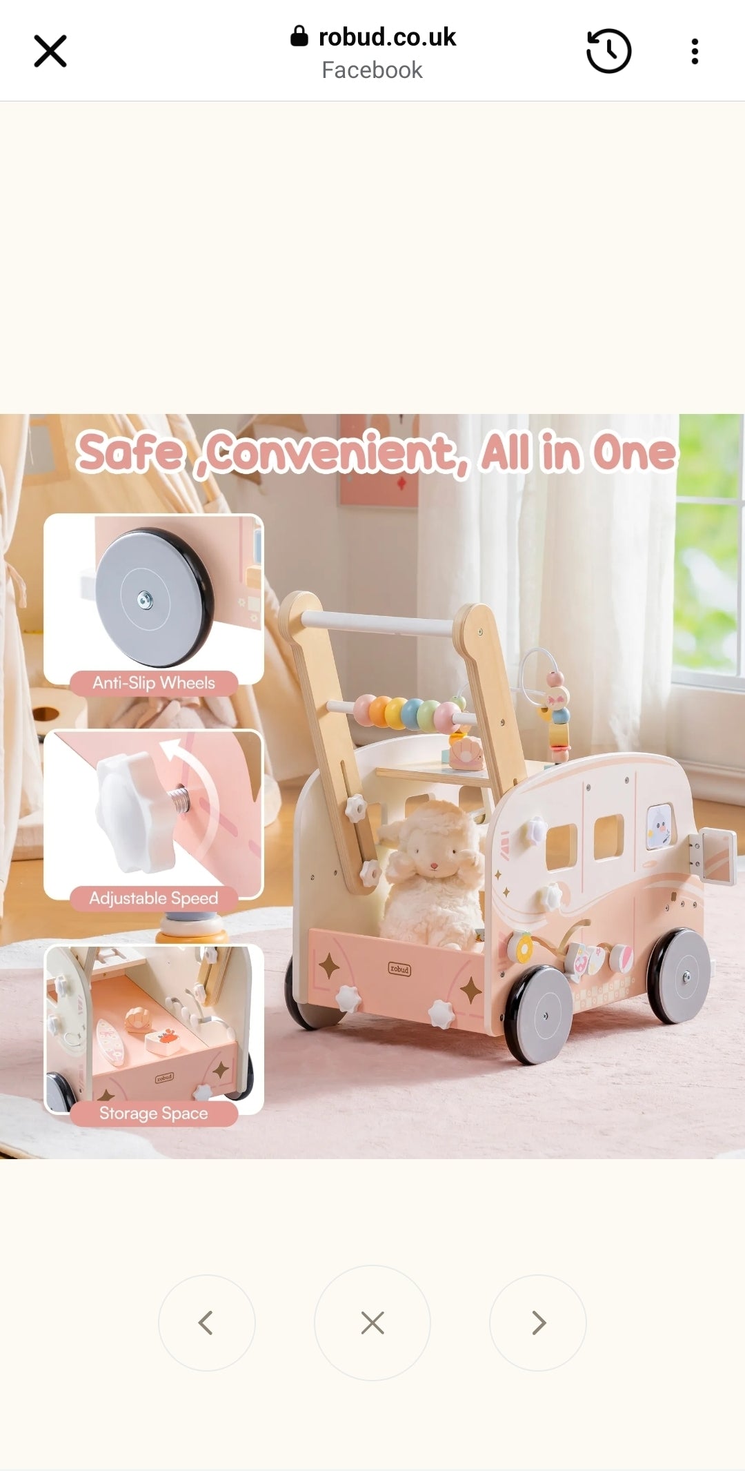 Wooden Baby Push Walker - Camper Van
