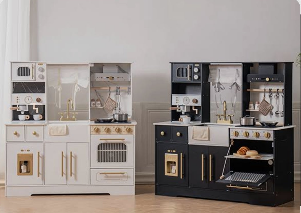 WoodenPlay Kitchen Set with Coffee Machine Realistic Gift for Girls & Boys 3+