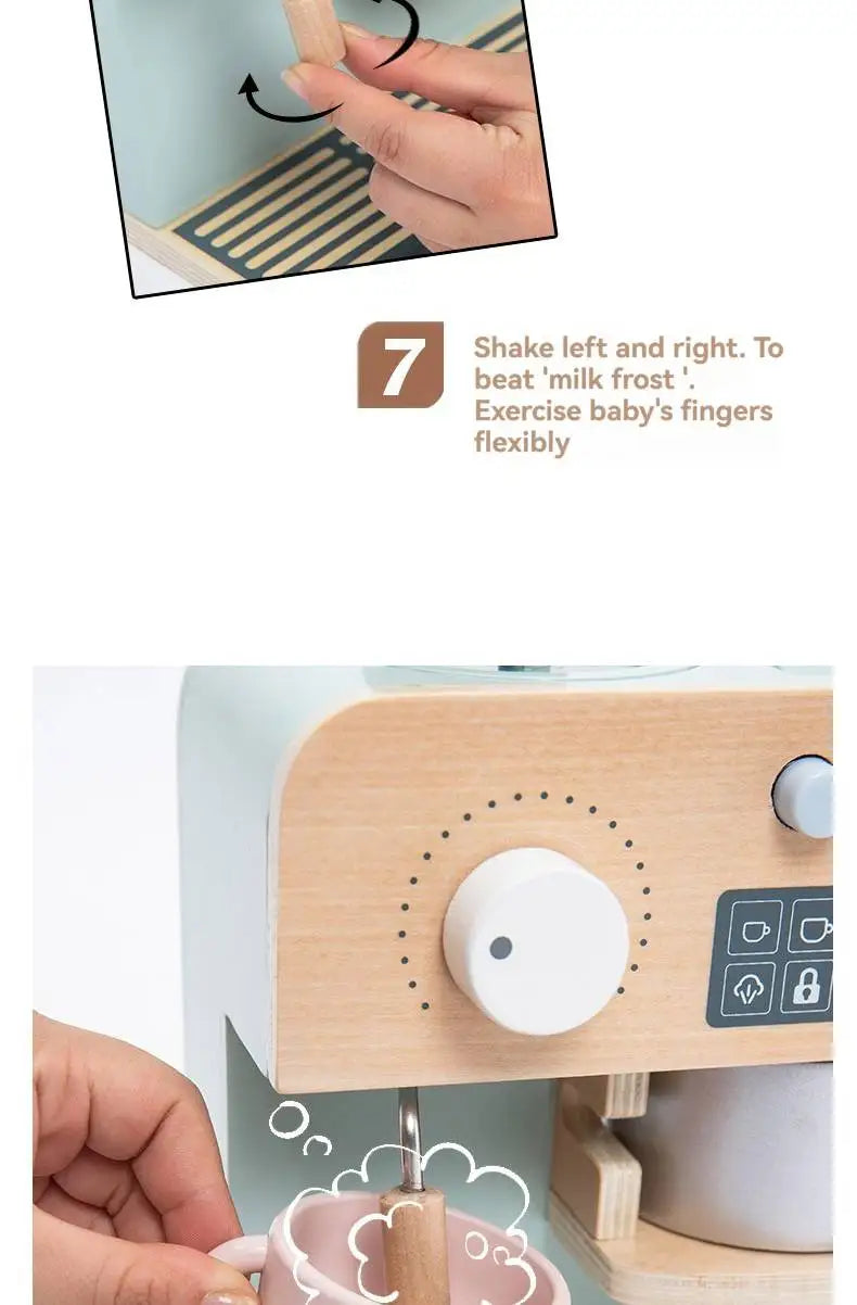 Kids Wooden Coffee Maker Set Simulation Play.