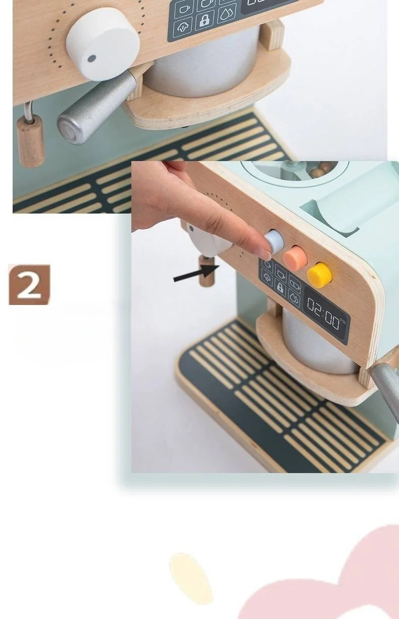 Kids Wooden Coffee Maker Set Simulation Play.