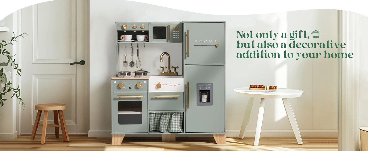 Deluxe Wooden Play Kitchen – Modern Style Toy Kitchen Set