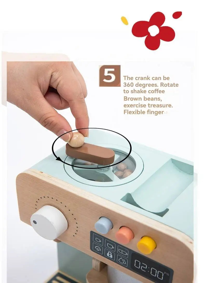 Kids Wooden Coffee Maker Set Simulation Play.