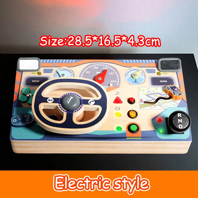Wooden Steering Wheel Simulation Busy Board Children's Montessori Education