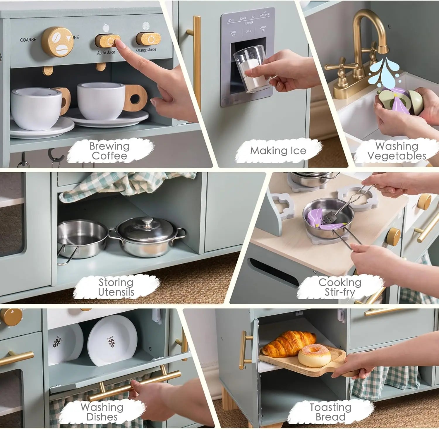 Deluxe Wooden Play Kitchen – Modern Style Toy Kitchen Set