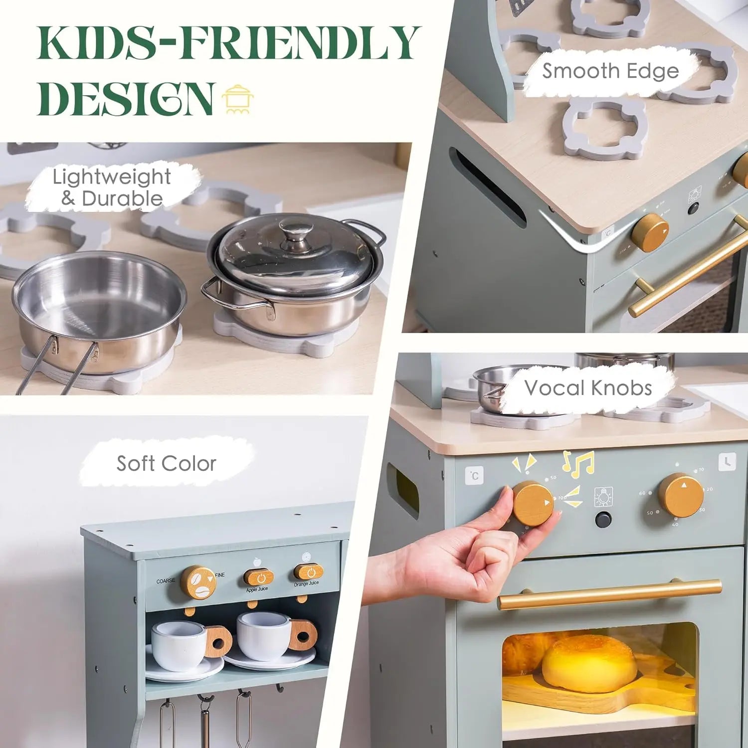 Deluxe Wooden Play Kitchen – Modern Style Toy Kitchen Set