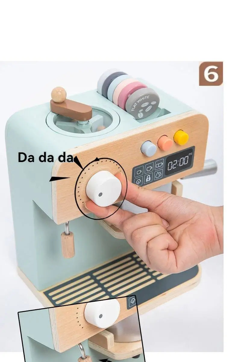 Kids Wooden Coffee Maker Set Simulation Play.