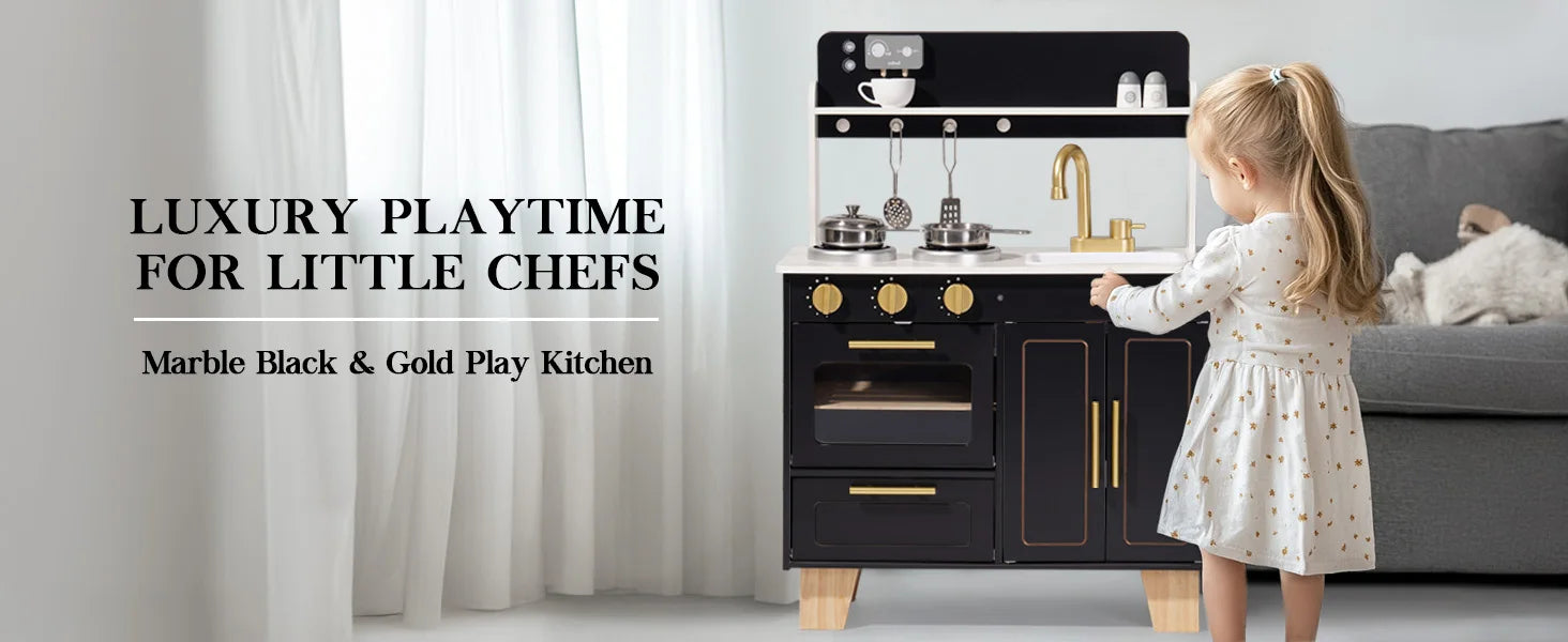 WoodenPlay Kitchen Set with Coffee Machine Realistic Gift for Girls & Boys 3+