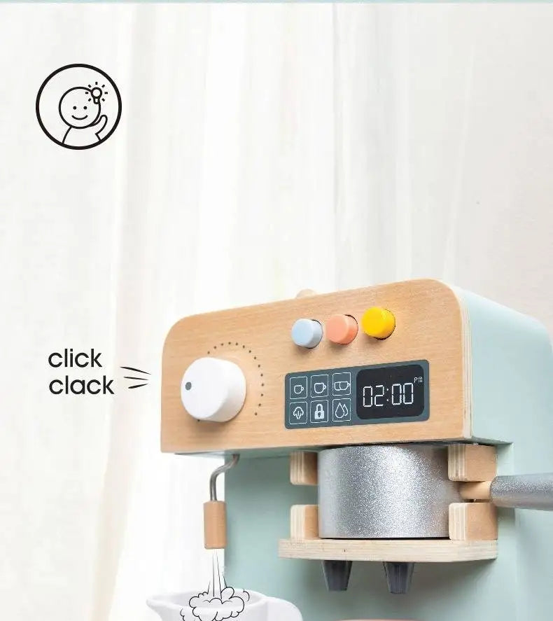 Kids Wooden Coffee Maker Set Simulation Play.