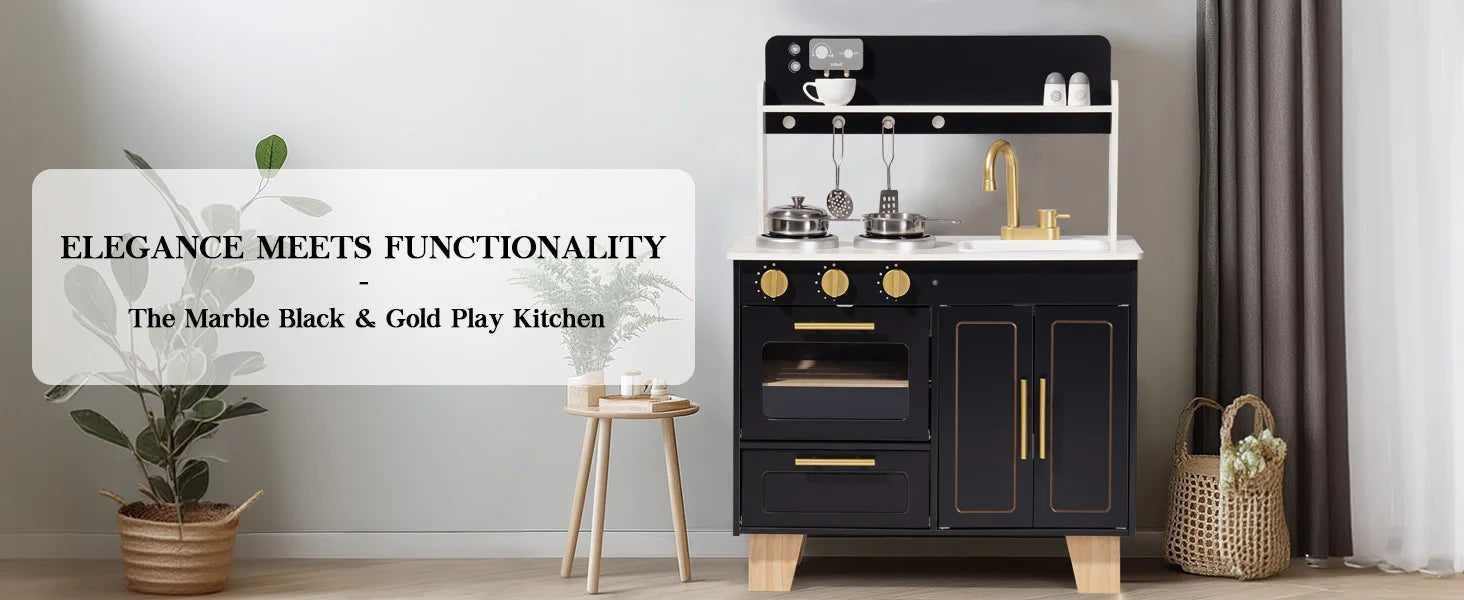 WoodenPlay Kitchen Set with Coffee Machine Realistic Gift for Girls & Boys 3+