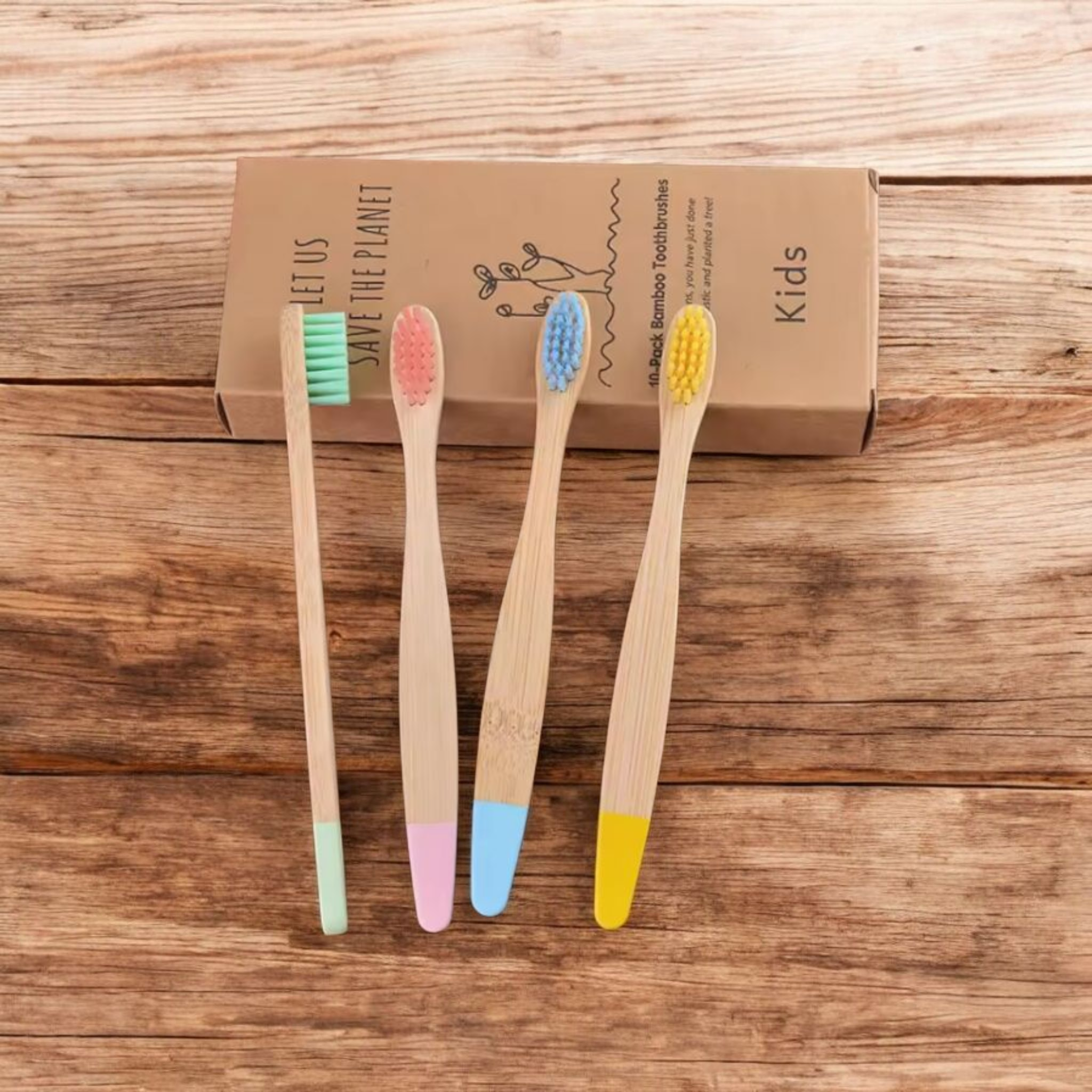 New Organic Children's Bamboo Toothbrush, Soft Fibre Bristles Biodegradable Handle Eco Friendly
