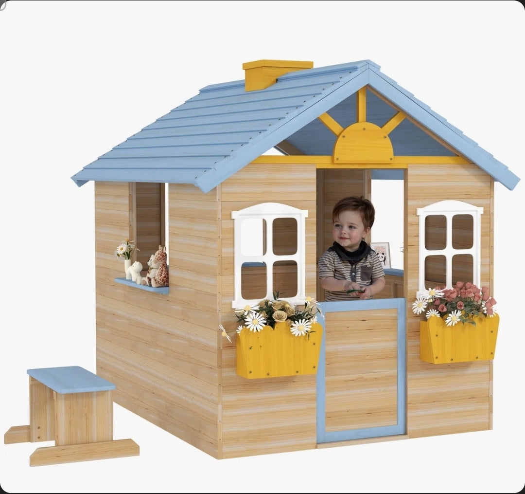 Kids Wooden outdoor playhouse.