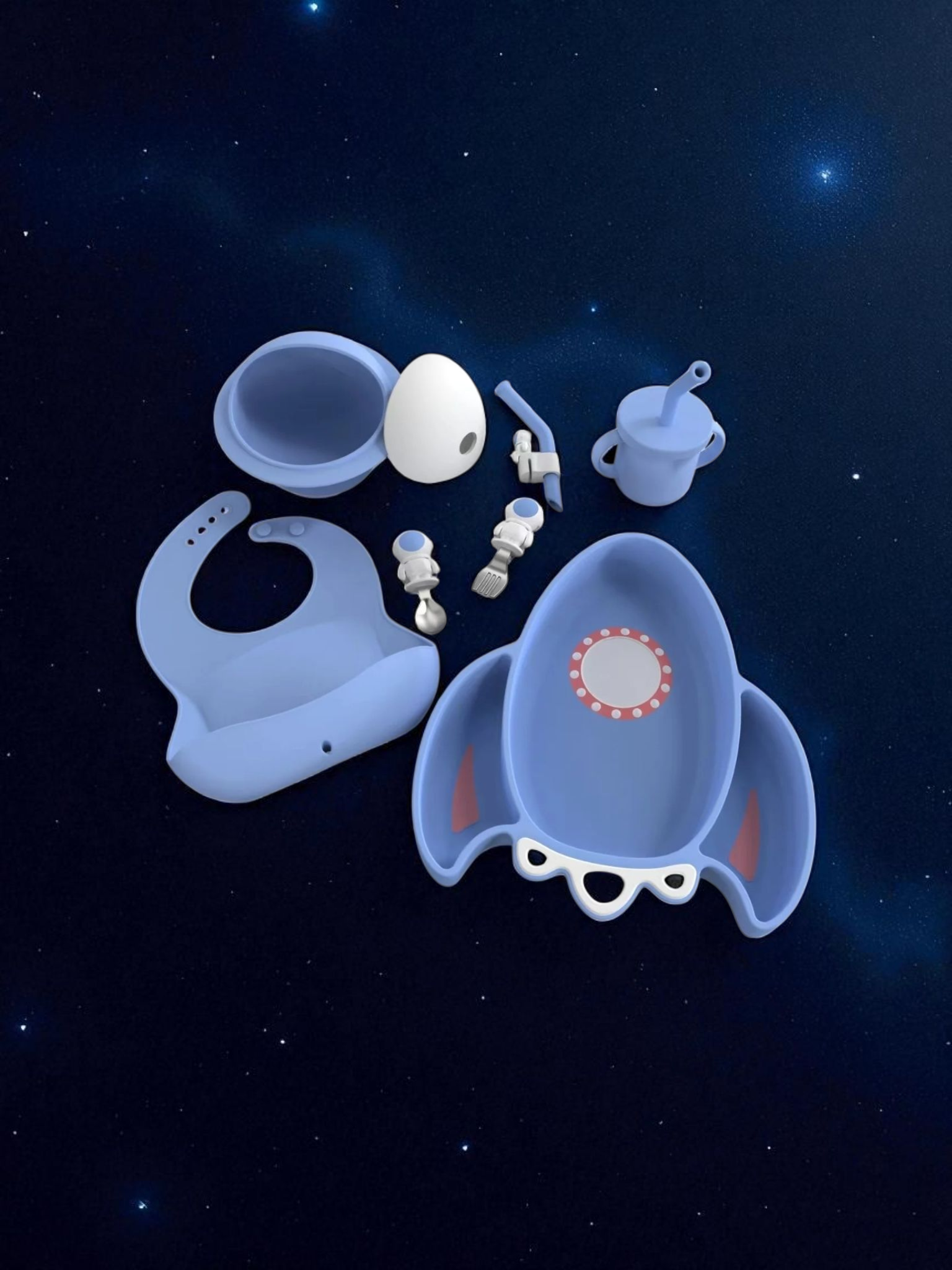 Silicone weaning set/rocket themed