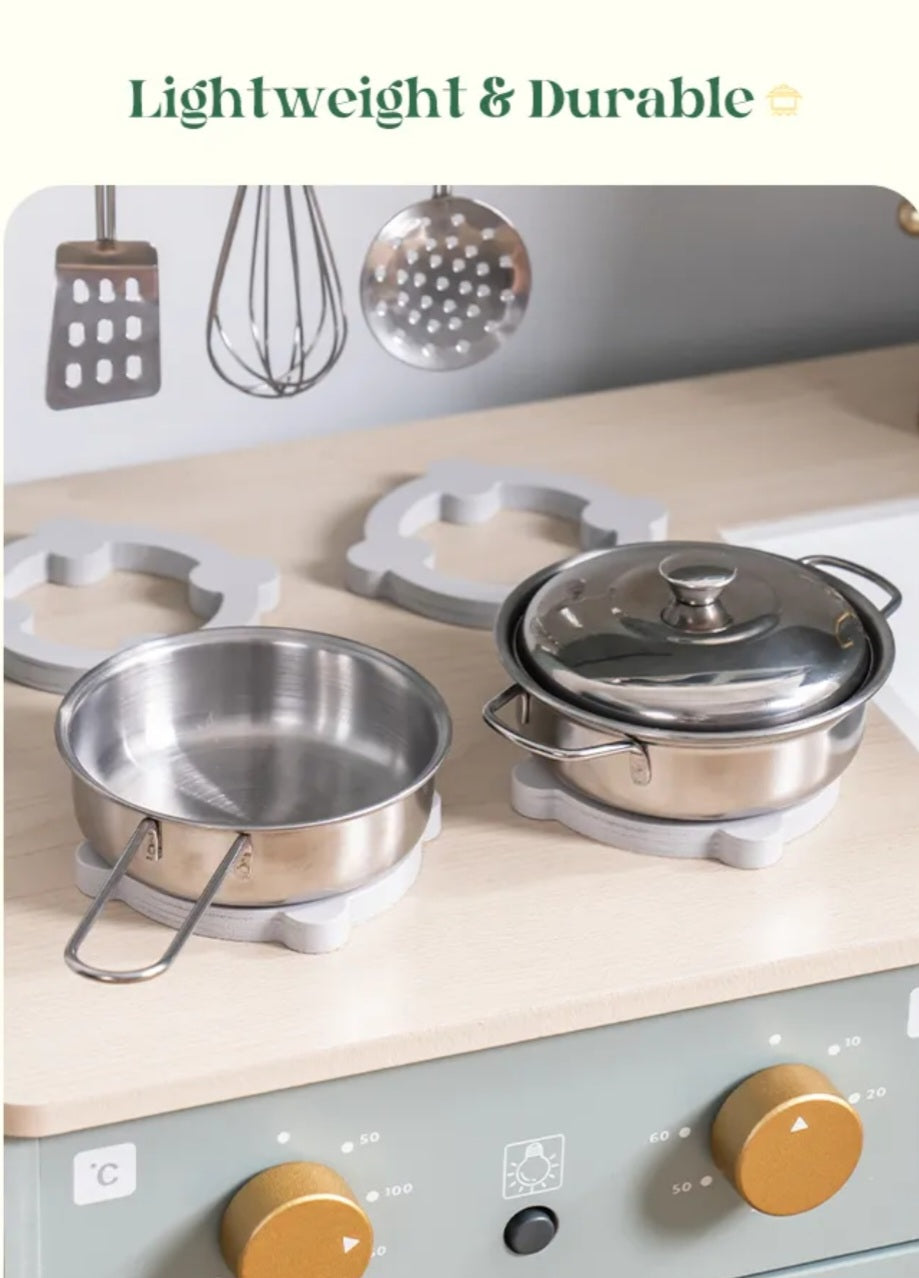 Deluxe Wooden Play Kitchen With Utensils