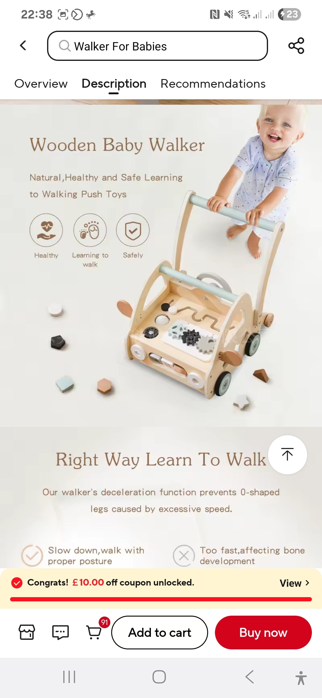 Wooden Car Push Walker